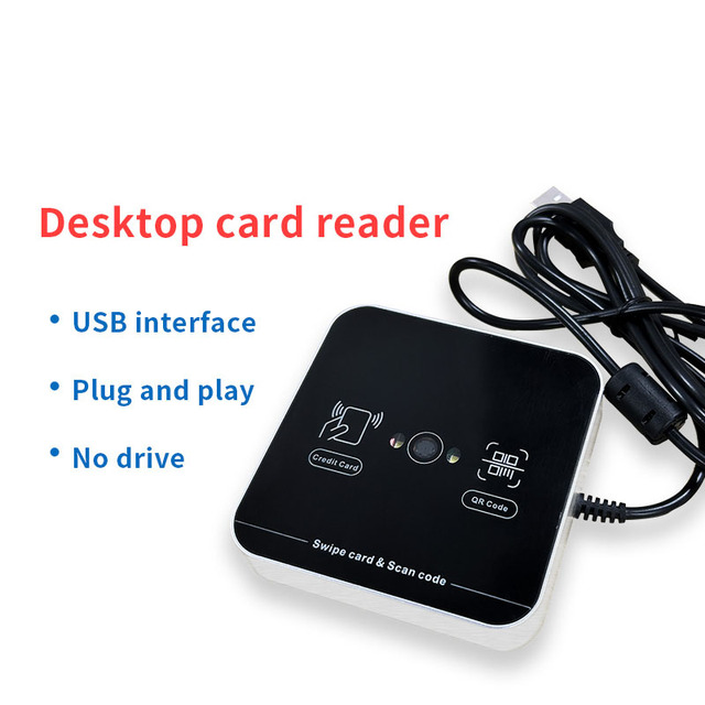 Access Control QR Barcode Scanner 1D 2D RFID Contactless Card Skimmer Reader NFC USB Interface Desktop Card Reader Plastic ISO