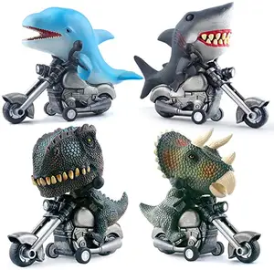 새로운 크리 에이 티브 공룡 장난감 자동차 마찰 구동 동물 오토바이 T-렉스와 트리케라톱스 몬스터 디노 장난감