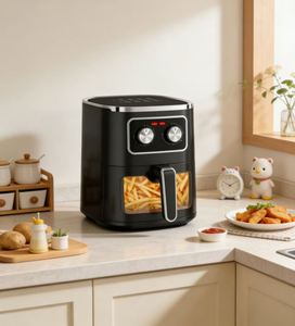 Friteuse électrique carrée en plastique 5L à commande manuelle, sans huile, avec fonction de cuisson et fenêtre de visualisation, à haute efficacité énergétique - Product Image 3