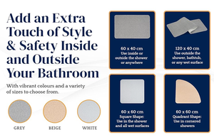 <span class=keywords><strong>Tapis</strong></span> de bain en PVC 80x80cm, 9mm, <span class=keywords><strong>antidérapant</strong></span>, séchage rapide, antibactérien, résistant à la <span class=keywords><strong>moisissure</strong></span>, blanc et gris - Product Image 5