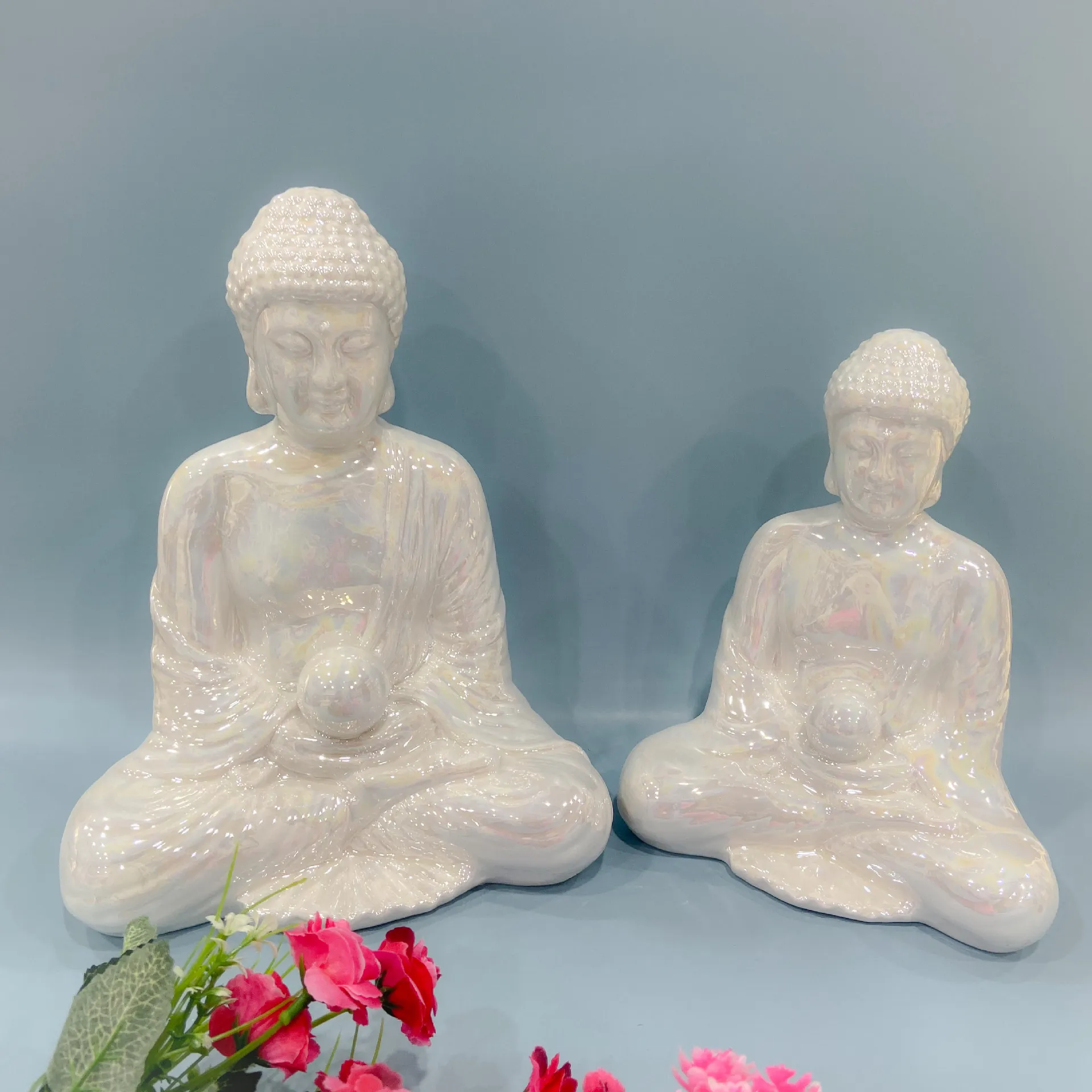 Estátua budista japonesa de cerâmica, acessórios de decoração de mesa de sala de estar, sala de estar, casa, buda