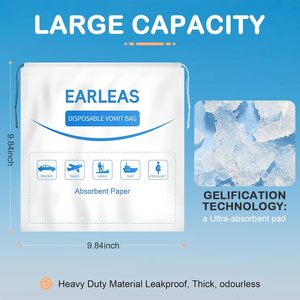שקיות הקאה חד פעמיות סופגות מודפסות בגרבורה מ-LDPE עם שרוך לנשים בהריון, חולים, מכוניות, מטוסים, חוץ - מותג GWT - Product Image 5