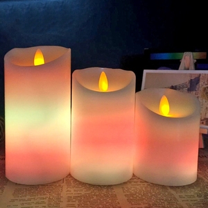 3 bougies piliers en cire de paraffine <span class=keywords><strong>LED</strong></span> sans flamme élégantes avec effet d'éclairage ambiant <span class=keywords><strong>multicolore</strong></span> biseauté pour une décoration intérieure haut de gamme - Product Image 3