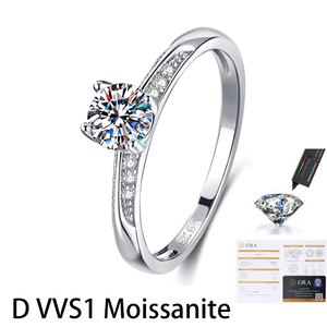 GRA Certificate 0.5CT Moissanite Ring 925 Silver Round Cut Brilliant Ring Fashion Engagement Ring for Woman Tokenof Commitment - Product Image 1
