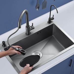 Fregadero de cocina Nano hecho a mano en gris plomo, de gran tamaño, de un solo seno, para empotrar, resistente al aceite - Product Image 2