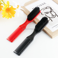 Noir rouge 2-en-1 décoloration peigne à cheveux en plastique personnalisé barbier fournitures peigne pour Salon barbier coiffure style barbe style