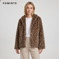 Manteau en fausse fourrure pour femme, imprimé léopard marron, chaud et épais, style streetwear de luxe, tendance, en stock, vente en gros