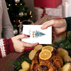 Libro di acquerelli all'ingrosso per Natale, 4x6 pollici, <span class=keywords><strong>6</strong></span> disegni assortiti, rilegatura a fogli piegati, carta patinata bianca per le feste di Capodanno, rigida - Product Image 2