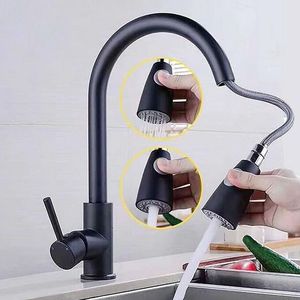 Tirer Vers Le Bas robinet de cuisine Contemporain Noir Mat UPC à Poignée Unique en acier inoxydable 304 robinet de cuisine - Product Image 4