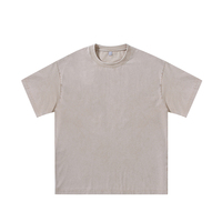 T-shirt en pur coton avec logo personnalisé, col tombant, coupe ample, manches courtes, uniforme de classe, vintage, lavé, coton 240G