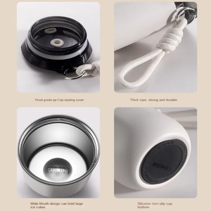 Mug à café en acier inoxydable 350/500 ml, tasse à eau isolée, gourde isotherme à double paroi portable, anti-fuite avec couvercle, tasse à café de voyage - Product Image 6