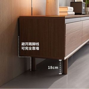 Meuble TV en bois massif, six tiroirs, style nordique, unité de rangement pour salon - Product Image 5