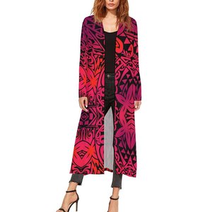 New High Quality Custom Female <strong>Trench</strong> <strong>Coat</strong> Fiji Tonga Polynesian Tribal Print Summer Lady Open Cardigan Big <strong>Size</strong> Kimono Cardigan - Product Image 3