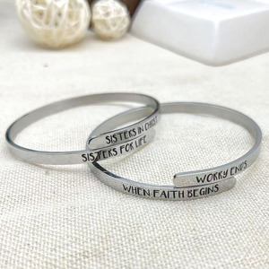 Sisters In Christ Stainless Steel <b>Bangle</b> <b>Engraved</b> Gift For Women Unisex Jewelry Bracelet - Product Image 2