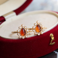 Großhandel Trendiger Natürlicher Bernstein Süßwasserperlen-Blumenring für Schmuck-Einzelhandel Japanischer Vintage 925 Geschenk Jubiläum Party