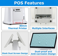 Sistema POS Todo en Uno OEM para Minoristas, Pantalla Táctil Capacitiva Dual de 15.6 Pulgadas, Windows, Punto de Venta con Impresora Térmica