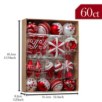 EAGLEGIFTS-Boule de bonbons et beignets, décoration de Noël de luxe, rouge et blanc, 60 pièces