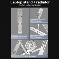 Nouveau support d'ordinateur portable réglable en alliage d'aluminium, pliable, portable, avec ventilateurs de refroidissement pour tablette et ordinateur portable, noir et argent