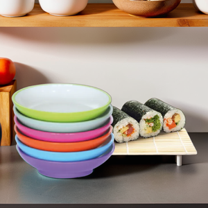 Juego de sushi de melamina de alta calidad, tazón y taza de 5 pulgadas, varios colores, perfecto para cafeterías, restaurantes y catering - Product Image 1