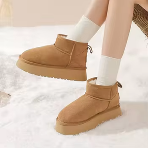 Bottines d'hiver pour femmes, plateforme épaisse, mini <span class=keywords><strong>bottes</strong></span> en daim, <span class=keywords><strong>fourrées</strong></span> en fourrure, chaudes, antidérapantes - Product Image 1