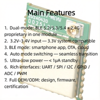 Module sans fil 2,4 GHz à faible latence pour la maison intelligente, l'électronique grand public, l'IoT industrielle, module pour intégration sur carte de circuit imprimé