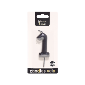 Candela Nera Numero 1 per Feste, 6 cm, Decorazione per Torta di Compleanno - Product Image 1