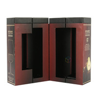 Cajas de Embalaje de Cartón Rígido con Ranura en V de Cuero PU Negro Personalizadas de Diseño de Lujo para Vasos de Whisky y Vino con Cierre Magnético