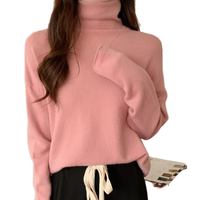 Pull-over élégant et décontracté pour femme, en cachemire 100 % tricoté à l'ordinateur, à col roulé, à manches longues, respirant, à motif uni, pour l'hiver