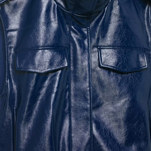 Veste <span class=keywords><strong>en</strong></span> similicuir pour <span class=keywords><strong>femme</strong></span> ZATRHMBM, collection printemps/automne 2026, nouvelle mode, col montant rétro, sans manches - Product Image 4