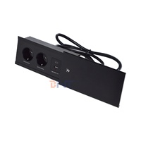 Prise électrique de table Euro à ouverture coulissante en alliage d'aluminium CE, 2 prises CA, USB A+C, IP44, courant nominal 16A