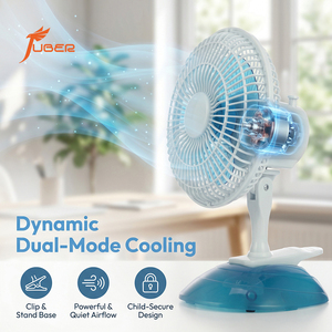 Petit ventilateur électrique de 6 pouces, alimenté par courant alternatif, ventilateur de table à clip avec grille de sécurité ultra-fine pour la chambre de bébé et le bureau d'étude - Product Image 3