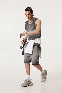 315gg Heavy-Duty xào Fry màu cổ điển vest rửa Vai tất cả cotton lỏng trọng lượng nặng cotton mùa hè không tay - Product Image 4