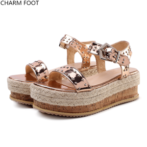 2020 nuovi arrivi delle donne del ribattino Incunea I <span class=keywords><strong>sandali</strong></span> della piattaforma - Product Image 4