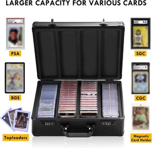 Boîte de rangement pour cartes gradées en aluminium à 4 rangées avec fenêtre en acrylique transparente, idéale pour les cartes en slab, résistante à la poussière, disponible en OEM/ODM - Product Image 3