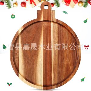 Tabla de cortar de madera de acacia con diseño de Santa Claus, bandeja de Navidad para servir queso y pan - Product Image 5