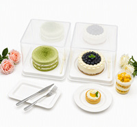 Boîte d'emballage alimentaire carrée en PET transparent de qualité alimentaire, épaisseur 2 mm, personnalisable avec impression, modèle DT-279, pour pâtisserie, mousse, gâteau, pain