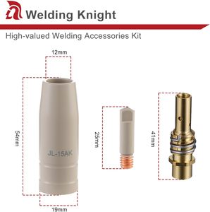 Kit de Repuesto de Boquillas para Soldadura MIG Welding Knight, Revestimiento Antiadherente de Cerámica, 14 Piezas, para Pistolas/Sopletes de Soldadura 15AK/MB15 - Product Image 2