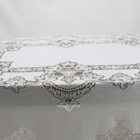 Nappe carrée blanche brodée botanique Inserts en dentelle Couleurs personnalisées Polyester/Coton