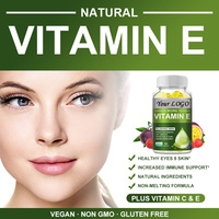 100% Naturel 120 Capsules de Vitamine E Antioxydante en Gélules Souples Vitamine E 400UI Compléments Alimentaires pour la Peau