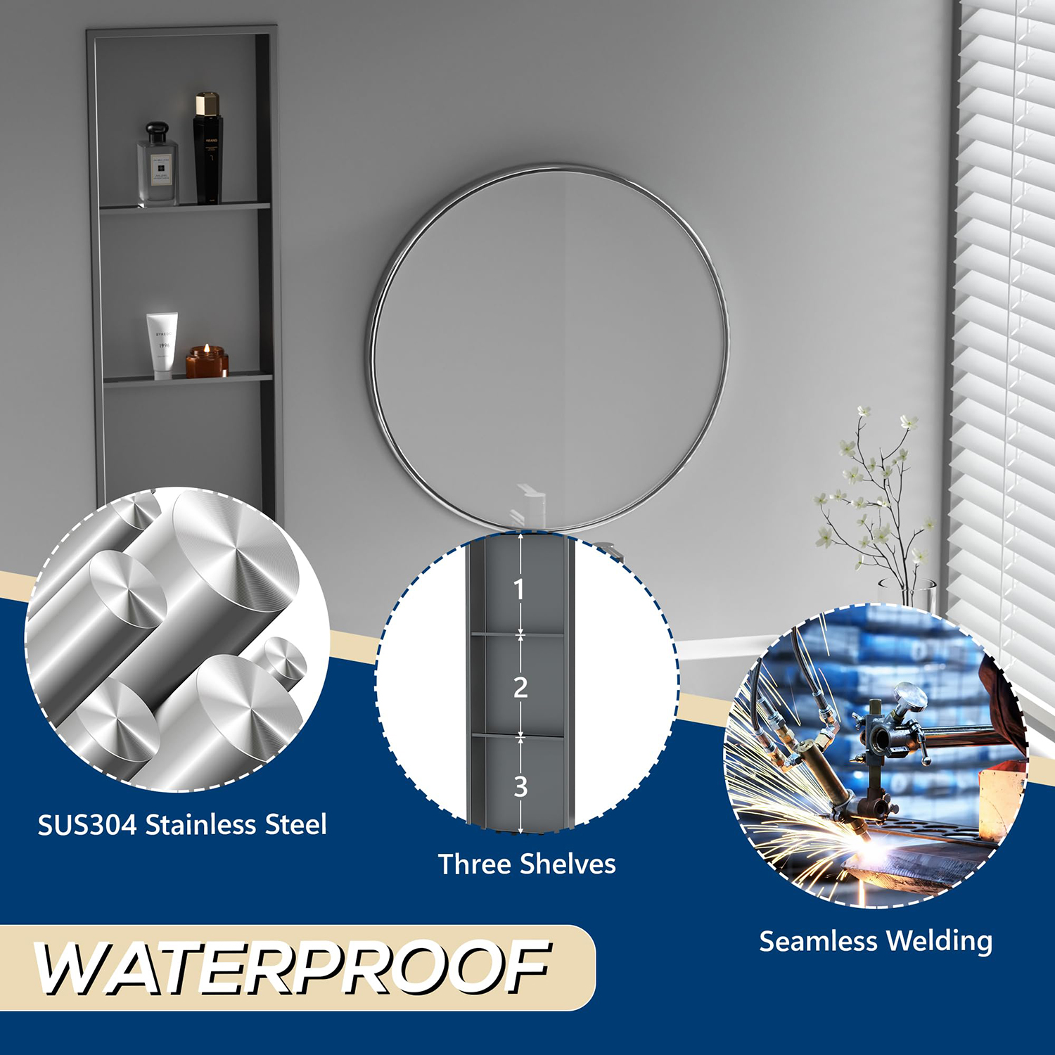 Factory Stainless Steel Niche Nicho Tile Niche Products Three Tier