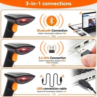 Lecteur de codes-barres 2D/1D/QR sans fil Bluetooth BWHS-25 STD, connexion 3-en-1, support gratuit, compatible 2D/QR pour POS, commerce de détail