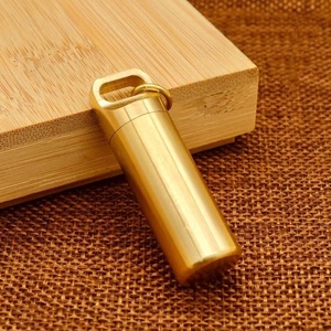 High Quality Custom Brass Pill Box Case Keychain Portable Waterproof Mini Travel Pocket Large Brass Pill Box