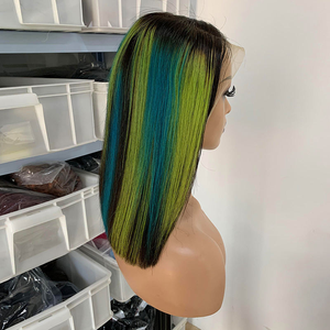 Nuove parrucche di capelli umani a buon mercato capelli crudi vietnamiti, radici scure Ombre color zenzero evidenziano parrucche corte in pizzo a bob - Product Image 2