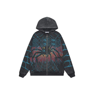 Felpa con Cappuccio di Alta Qualità in Cotone Pesante, Design Streetwear Y2K, Abbigliamento <span class=keywords><strong>Uomo</strong></span> VALLEY, Felpa Retro con Zip e Graffiti per <span class=keywords><strong>Uomo</strong></span> - Product Image 3
