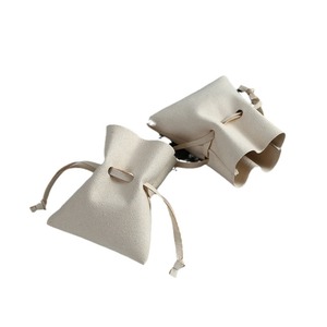 Microfiber Faux Leather Jewelry Bag Rectangular Drawstring <b>Storage</b> For Rings <b>Necklaces</b> Earrings Headphones Packaging - Product Image 5