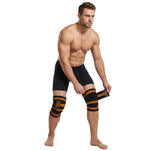 Bandes de genou de musculation de qualité supérieure, résistantes, antidérapantes, respirantes, avec fermeture à boucle et crochet, pour la sécurité en salle de sport - Product Image 1