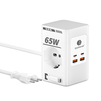 Stop Kontak Listrik Harga Terjangkau PD 65W Gan 4 Port USB Pelindung Lonjakan Arus 110-250V AC Kabel Ekstensi 2m Colokan Universal