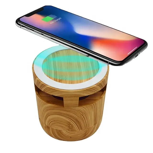 Altavoces parlante portatil sound box wooden wireless charger blue tooth speaker fast wireless charger and speaker for iphone