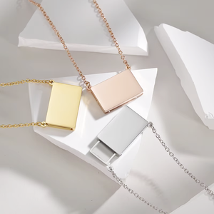 Hot Sale Custom Rvs Pull-Out Fotolijst Ketting <span class=keywords><strong>Love</strong></span> Envelop Medaillon Met Verborgen Geheime Boodschap Trendy Stijl - Product Image 3