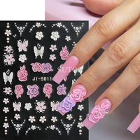 Disesuaikan 5D bunga Relief lima kelopak seni kuku stiker 3D perekat UV Polandia DIY manikur aksesoris Decal populer plastik